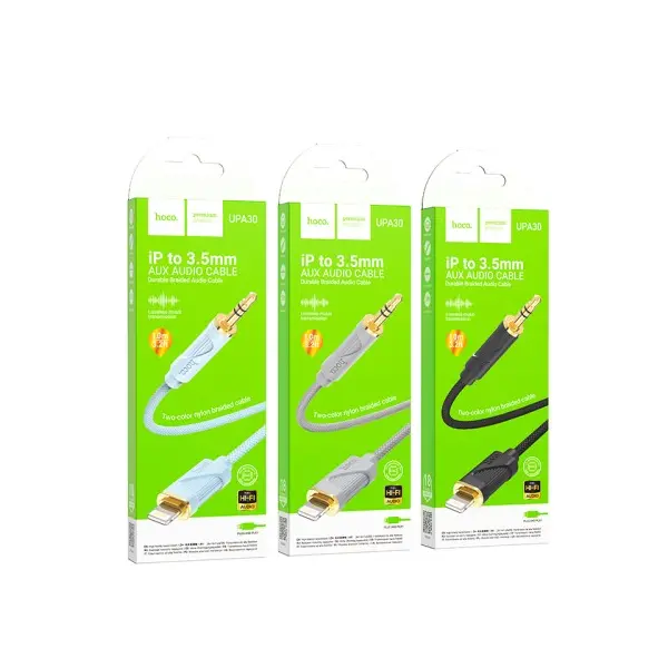 АДАПТЕР АУДІО HOCO UPA30 FRIEND DIGITAL AUDIO CONVERSION CABLE LIGHTNING 1M, СІРИЙ