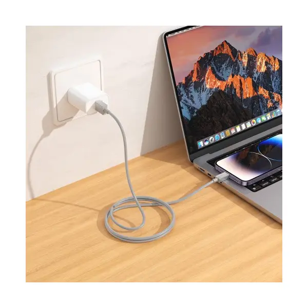 MR4_144024 Кабель hoco x107 favor charging data cable lightning 2,4a, 1m, сірий 