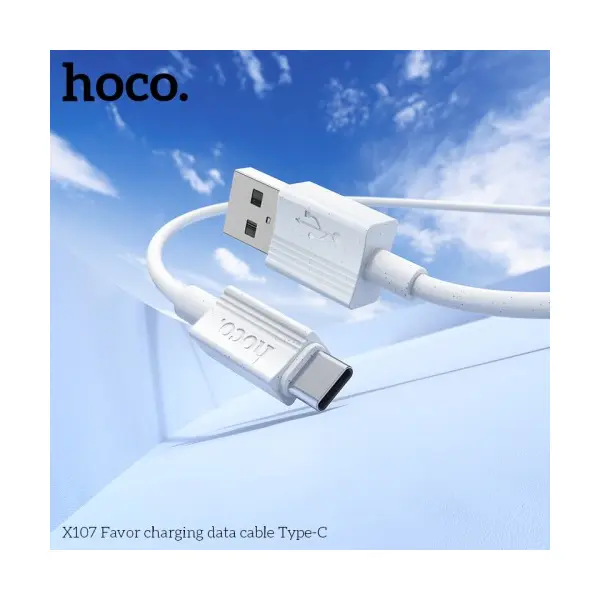 КАБЕЛЬ HOCO X107 FAVOR CHARGING DATA CABLE TYPE-C 3A, 1M, БІЛИЙ
