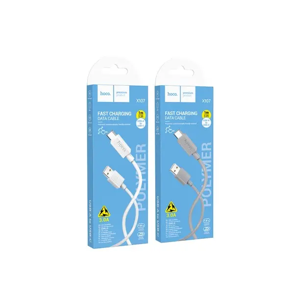MR4_144027 Кабель hoco x107 favor charging data cable type-c 3a, 1m, білий 