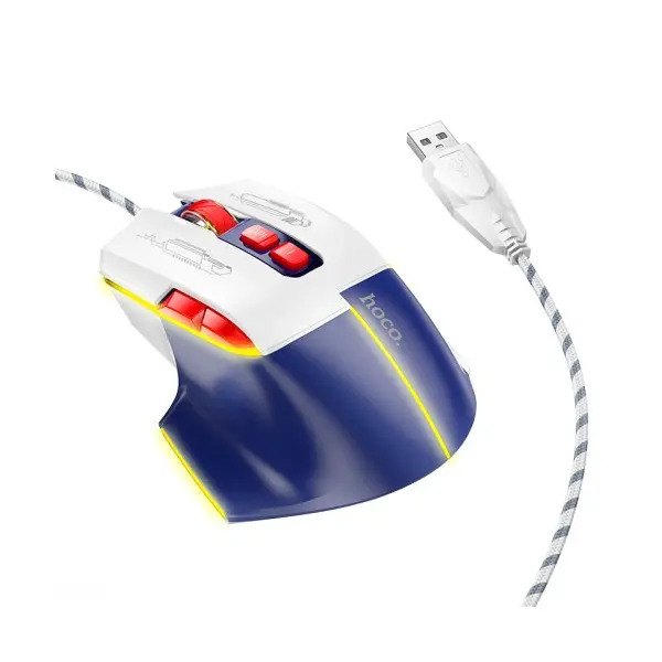 КОМПЮТЕРНА МИШКА HOCO GM31 OVERLORD LUMINOUS GAMING WIRED MOUSE БІЛО-СИНЯ