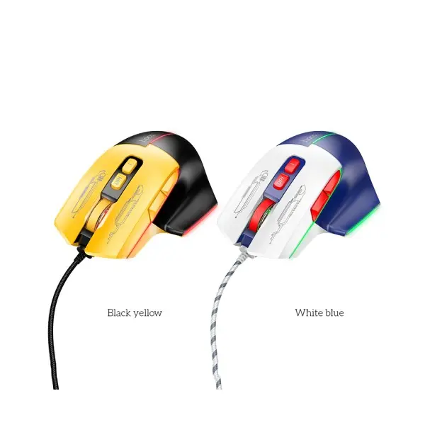 КОМПЮТЕРНА МИШКА HOCO GM31 OVERLORD LUMINOUS GAMING WIRED MOUSE БІЛО-СИНЯ