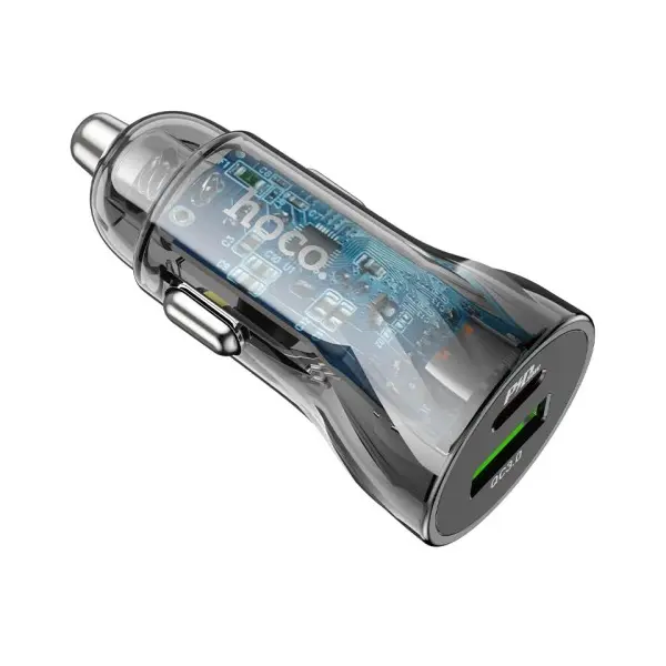 MR4_144037 Автомобільний зарядний пристрій hoco z56 friend pd35w+qc3.0 cigarette lighter car charger metal, сірий HOCO