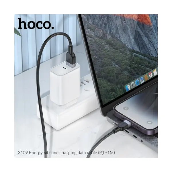 MR4_144041 Кабель hoco x109 energy silicone charging data cable lightning 2a, 1m, чорний 