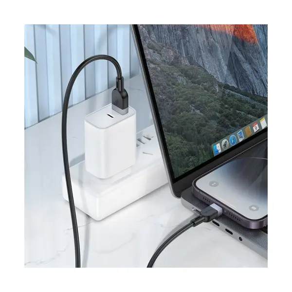 КАБЕЛЬ HOCO X109 ENERGY SILICONE CHARGING DATA CABLE LIGHTNING 2A, 3M, ЧОРНИЙ