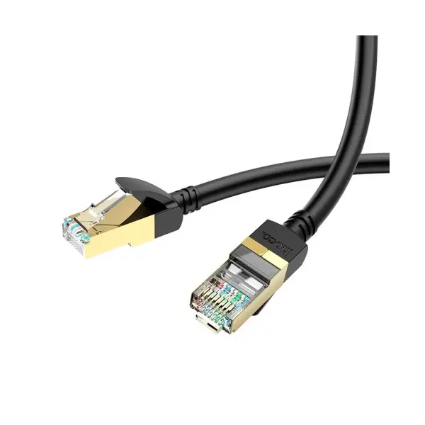 КАБЕЛЬ ІНТЕРНЕТУ LAN HOCO US02 LEVEL PURE COPPER GIGABIT ETHERNET CABLE 1GB 125MB/S 1M, ЧОРНИЙ