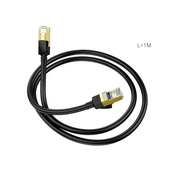 КАБЕЛЬ ІНТЕРНЕТУ LAN HOCO US02 LEVEL PURE COPPER GIGABIT ETHERNET CABLE 1GB 125MB/S 1M, ЧОРНИЙ