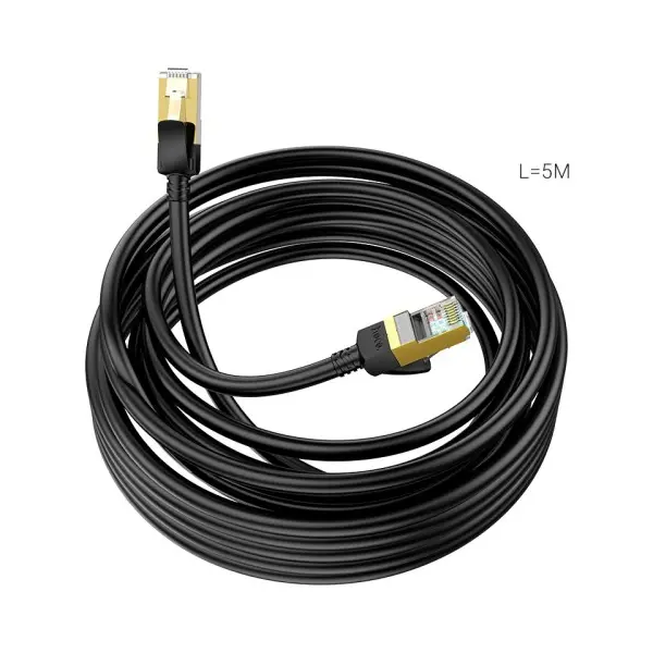 КАБЕЛЬ ІНТЕРНЕТУ LAN HOCO US02 LEVEL PURE COPPER GIGABIT ETHERNET CABLE 1GB 125MB/S 5M, ЧОРНИЙ