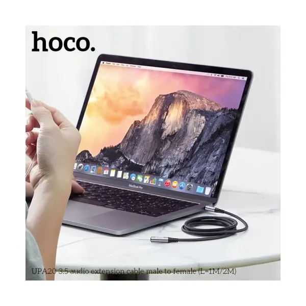 ПОДОВЖУВАЧ AUDIO HOCO UPA20 3.5 AUDIO EXTENSION CABLE MALE TO FEMALE (L=2M) 2M, METAL, СІРИЙ