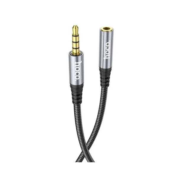ПОДОВЖУВАЧ AUDIO HOCO UPA20 3.5 AUDIO EXTENSION CABLE MALE TO FEMALE (L=2M) 2M, METAL, СІРИЙ