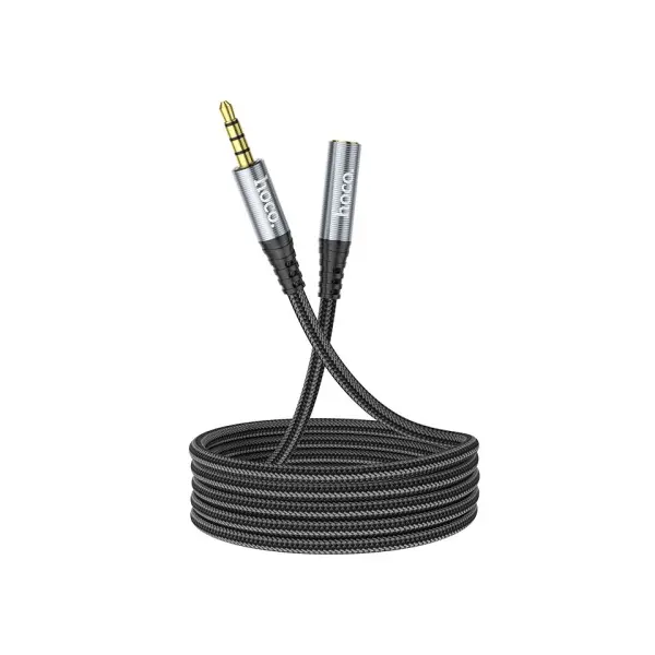 ПОДОВЖУВАЧ AUDIO HOCO UPA20 3.5 AUDIO EXTENSION CABLE MALE TO FEMALE (L=2M) 2M, METAL, СІРИЙ