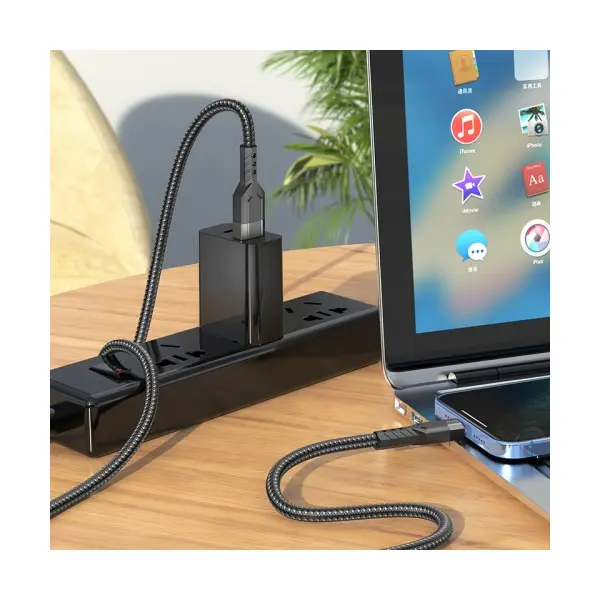 MR4_143993 Кабель hoco u110 charging data cable для lightning, 2,4a, 1,2m, чорний 