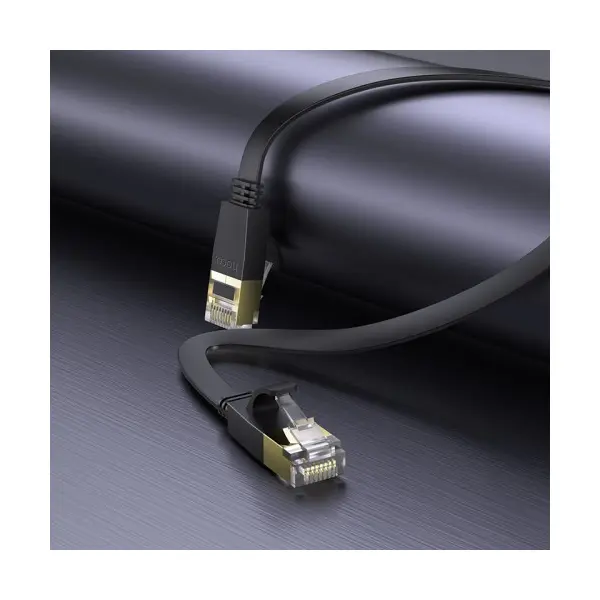 КАБЕЛЬ ІНТЕРНЕТУ LAN HOCO US07 GENERAL PURE COPPER FLAT NETWORK CABLE 6GBIT, 5M, ЧОРНИЙ