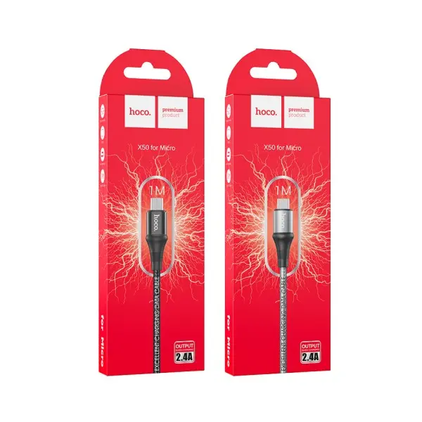 КАБЕЛЬ HOCO X50 EXCELLENT CHARGING DATA ДЛЯ MICRO 2,4A, 1M, СІРИЙ