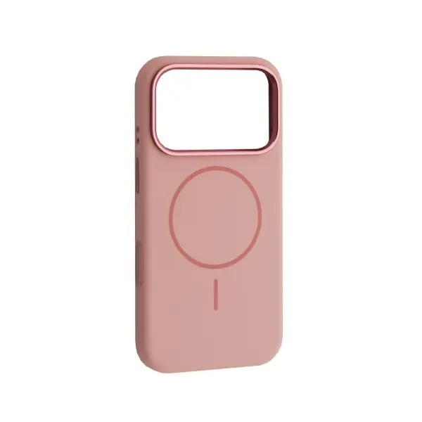 MR4_144121 Чохол liquid silicone case metal camera magsafe для iphone 17 pro max рожевий 