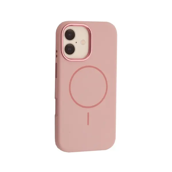 MR4_144131 Чохол liquid silicone case metal camera magsafe для iphone 17 рожевий 