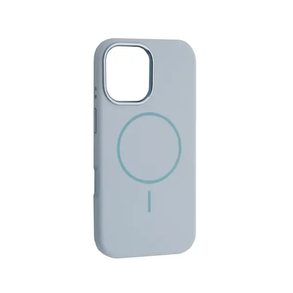 MR4_144133 Чохол liquid silicone case metal camera magsafe для iphone 16 pro max sky синій 