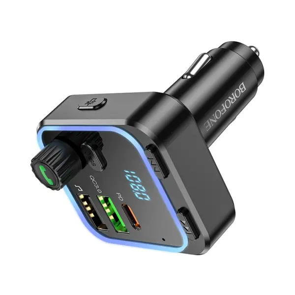 АВТОМОБІЛЬНИЙ ЗАРЯДНИЙ ПРИСТРІЙ МОДУЛЯТОР BOROFONE BC53 HIGHWAY PD20W, QC3.0, ЧОРНИЙ
