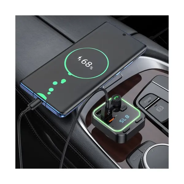 АВТОМОБІЛЬНИЙ ЗАРЯДНИЙ ПРИСТРІЙ МОДУЛЯТОР BOROFONE BC53 HIGHWAY PD20W, QC3.0, ЧОРНИЙ