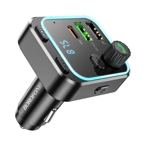 АВТОМОБІЛЬНИЙ ЗАРЯДНИЙ ПРИСТРІЙ МОДУЛЯТОР BOROFONE BC53 HIGHWAY PD20W, QC3.0, ЧОРНИЙ