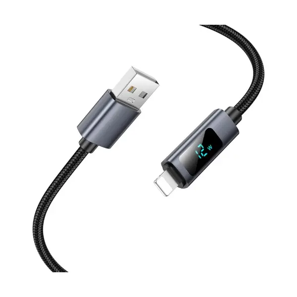 MR4_144061 Кабель hoco x112 favor charging data cable with display ip 2,4a, 1m, чорний 
