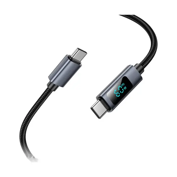 MR4_144063 Кабель pd hoco x112 favor 60w screen display charging data cable c to c 1m, чорний 