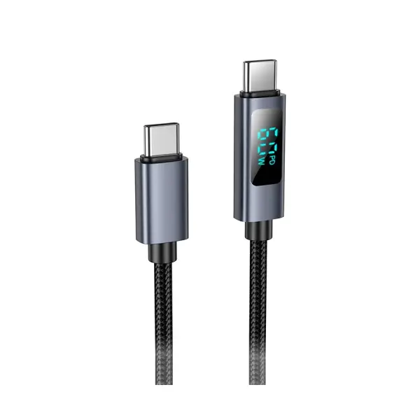 MR4_144063 Кабель pd hoco x112 favor 60w screen display charging data cable c to c 1m, чорний 