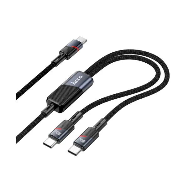 КАБЕЛЬ PD HOCO U139 C TO TYPE-C TO TYPE-C 100W FAST CHARGING DATA CABLE 1.2M, ЧОРНИЙ