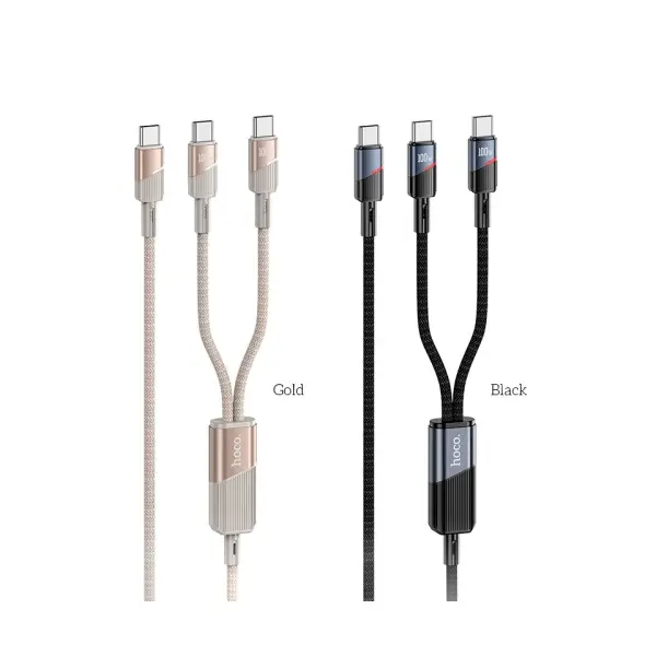 КАБЕЛЬ PD HOCO U139 C TO TYPE-C TO TYPE-C 100W FAST CHARGING DATA CABLE 1.2M, ЧОРНИЙ