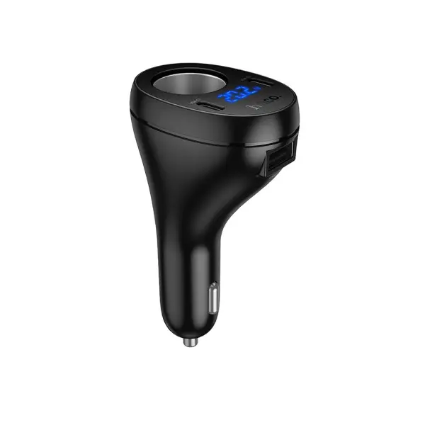 MR4_144376 Автомобільний зарядний пристрій hoco z61 correct three-port cigarette lighter car charger, чорний 