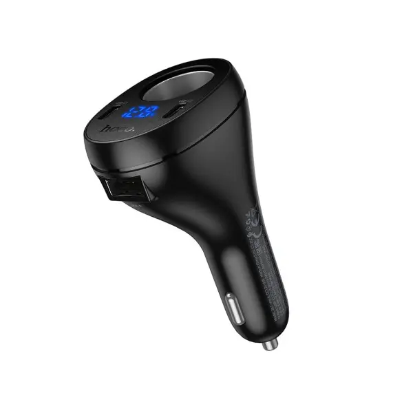 MR4_144376 Автомобільний зарядний пристрій hoco z61 correct three-port cigarette lighter car charger, чорний 