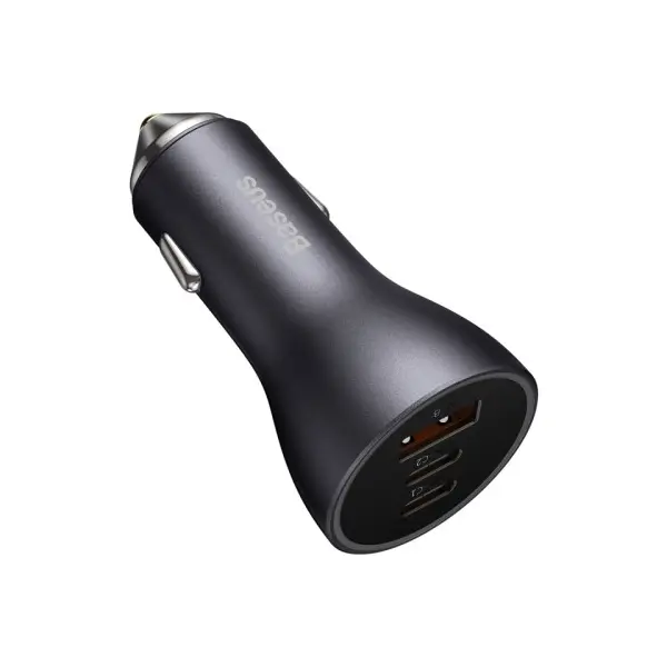 MR4_144169 Автомобільний зарядний пристрій baseus golden contactor pro triple fast charger car charger 65w u+c+c dark, сірий cgjp010013 