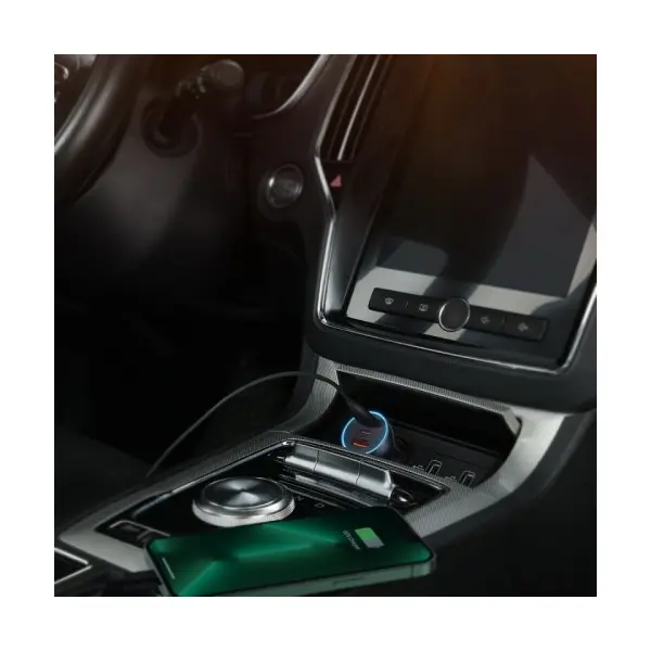 MR4_144169 Автомобільний зарядний пристрій baseus golden contactor pro triple fast charger car charger 65w u+c+c dark, сірий cgjp010013 