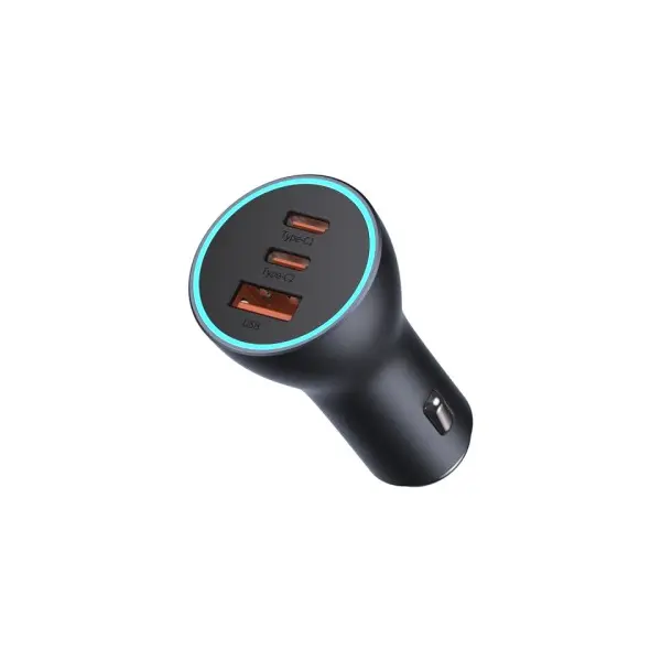 MR4_144169 Автомобільний зарядний пристрій baseus golden contactor pro triple fast charger car charger 65w u+c+c dark, сірий cgjp010013 