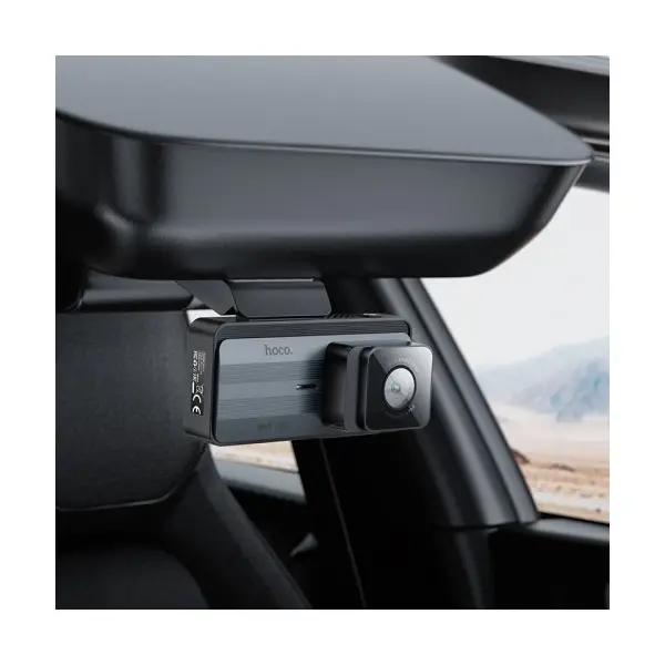 ВІДЕОРЕЄСТРАТОР HOCO DV12 DRIVING RECORDER 2K DISPLAY GPS (WITH REAR CAMERA), СІРИЙ