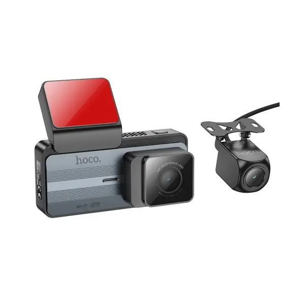 ВІДЕОРЕЄСТРАТОР HOCO DV12 DRIVING RECORDER 2K DISPLAY GPS (WITH REAR CAMERA), СІРИЙ