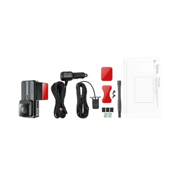 ВІДЕОРЕЄСТРАТОР HOCO DV12 DRIVING RECORDER 2K DISPLAY GPS (WITH REAR CAMERA), СІРИЙ