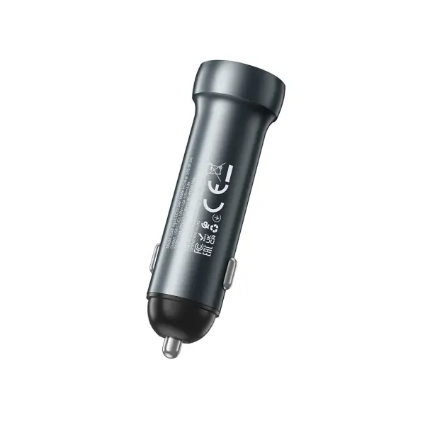 MR4_144410 Автомобільний зарядний пристрій hoco z54b prosperous pd60w (2c) car charger metal, сірий 