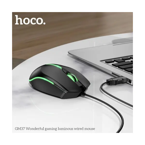 MR4_144423 Компютерна мишка hoco gm37 wonderful gaming luminous wired mouse, чорний 