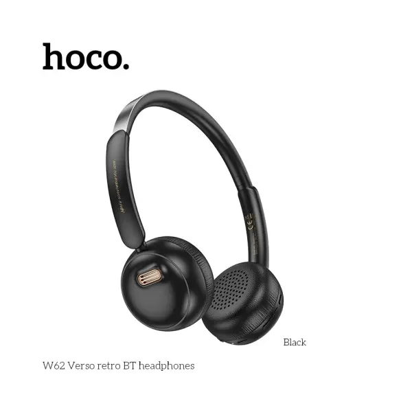 НАВУШНИКИ НАКЛАДНІ HOCO W62 VERSO RETRO BT HEADPHONES, ЧОРНИЙ