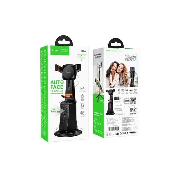 СМАРТ-ШТАТИВ ІЗ ТРЕКЕРОМ РУХУ HOCO K26 SMART CAMERA GIMBAL, ЧОРНИЙ