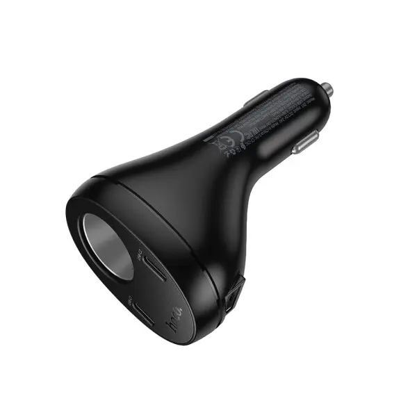MR4_144376 Автомобільний зарядний пристрій hoco z61 correct three-port cigarette lighter car charger, чорний HOCO