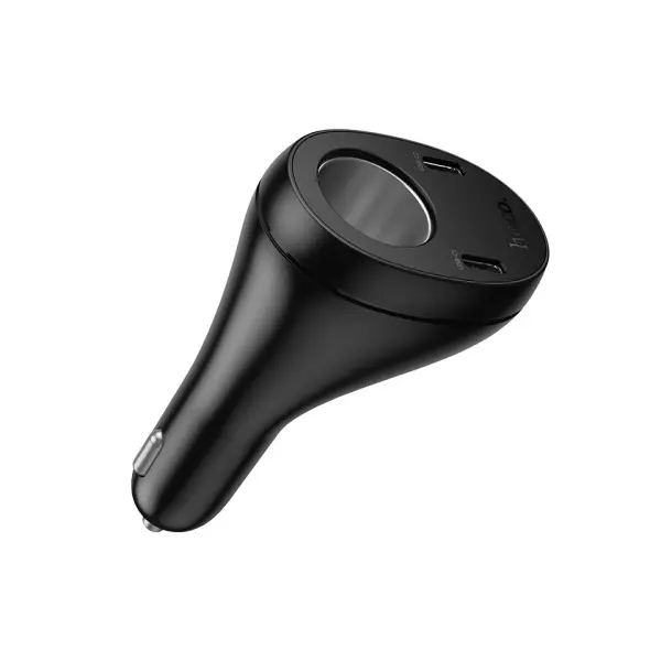 MR4_144376 Автомобільний зарядний пристрій hoco z61 correct three-port cigarette lighter car charger, чорний HOCO