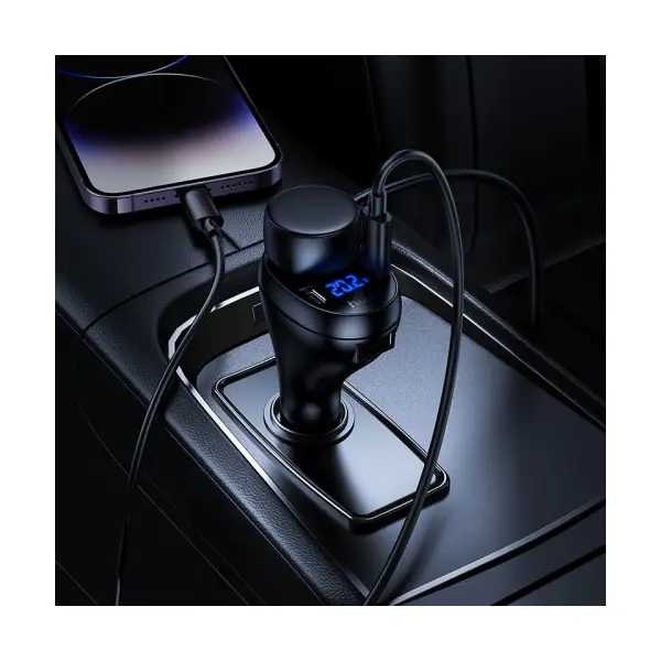 MR4_144376 Автомобільний зарядний пристрій hoco z61 correct three-port cigarette lighter car charger, чорний HOCO