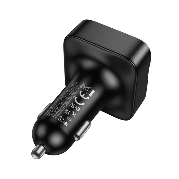 АВТОМОБІЛЬНИЙ ЗАРЯДНИЙ ПРИСТРІЙ + FM МОДУЛЯТОР HOCO E87 DELTA, 35W, 2XUSB-A, 1XTYPE-C, ЧОРНИЙ