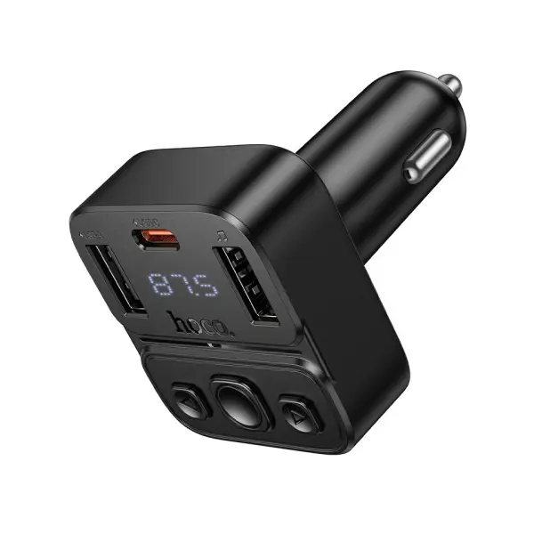 АВТОМОБІЛЬНИЙ ЗАРЯДНИЙ ПРИСТРІЙ + FM МОДУЛЯТОР HOCO E87 DELTA, 35W, 2XUSB-A, 1XTYPE-C, ЧОРНИЙ