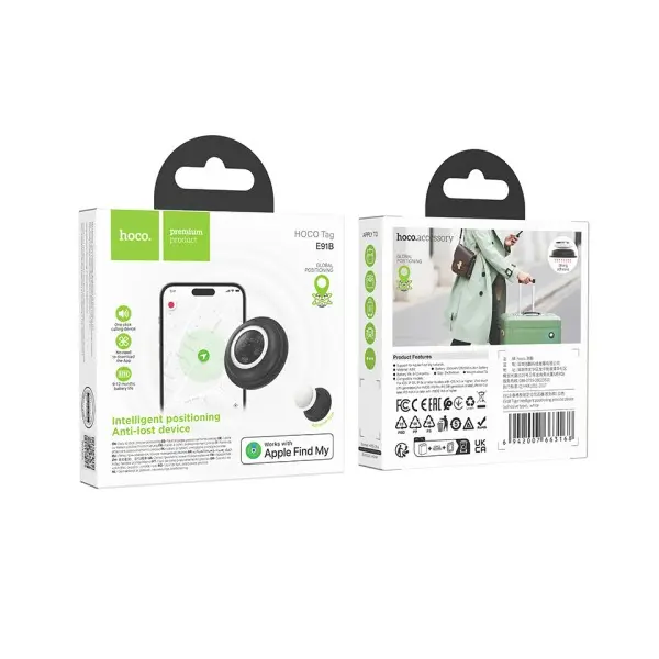 БРЕЛОК АНТИ-ВТРАТА HOCO E91B TIGER INTELLIGENT POSITIONING ANTI-LOST DEVICE (ADHESIVE TYPE)