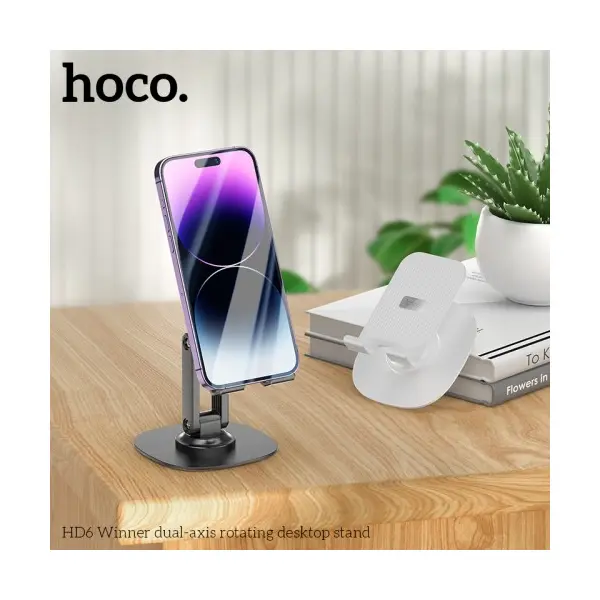MR4_144471 Тримач настільний hoco hd6 winner dual-axis rotating desktop stand, чорний 