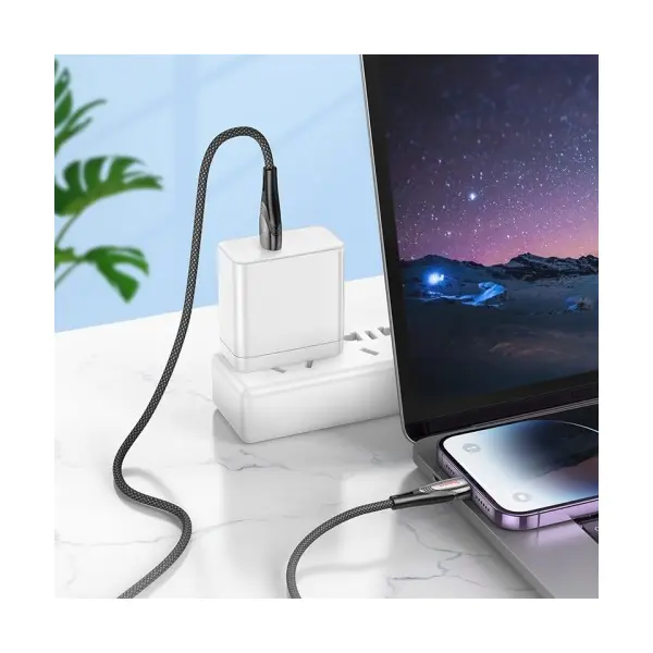 КАБЕЛЬ HOCO U133 MONTE CHARGING DATA CABLE LIGHTNING 1,2 M, ЧОРНИЙ
