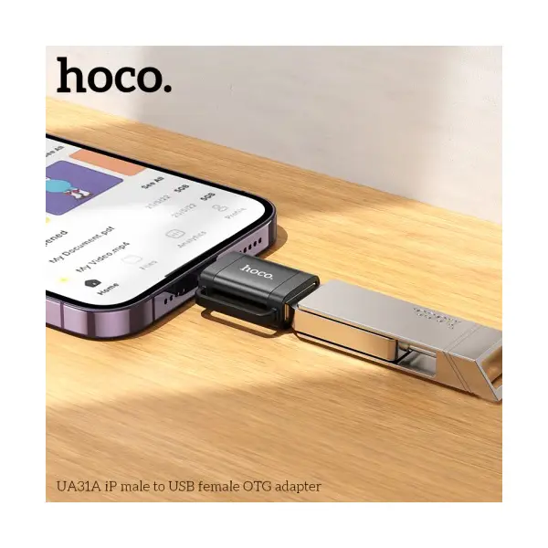 ПЕРЕХІДНИК HOCO UA31A IP MALE TO USB FEMALE OTG ADAPTER, ЧОРНИЙ